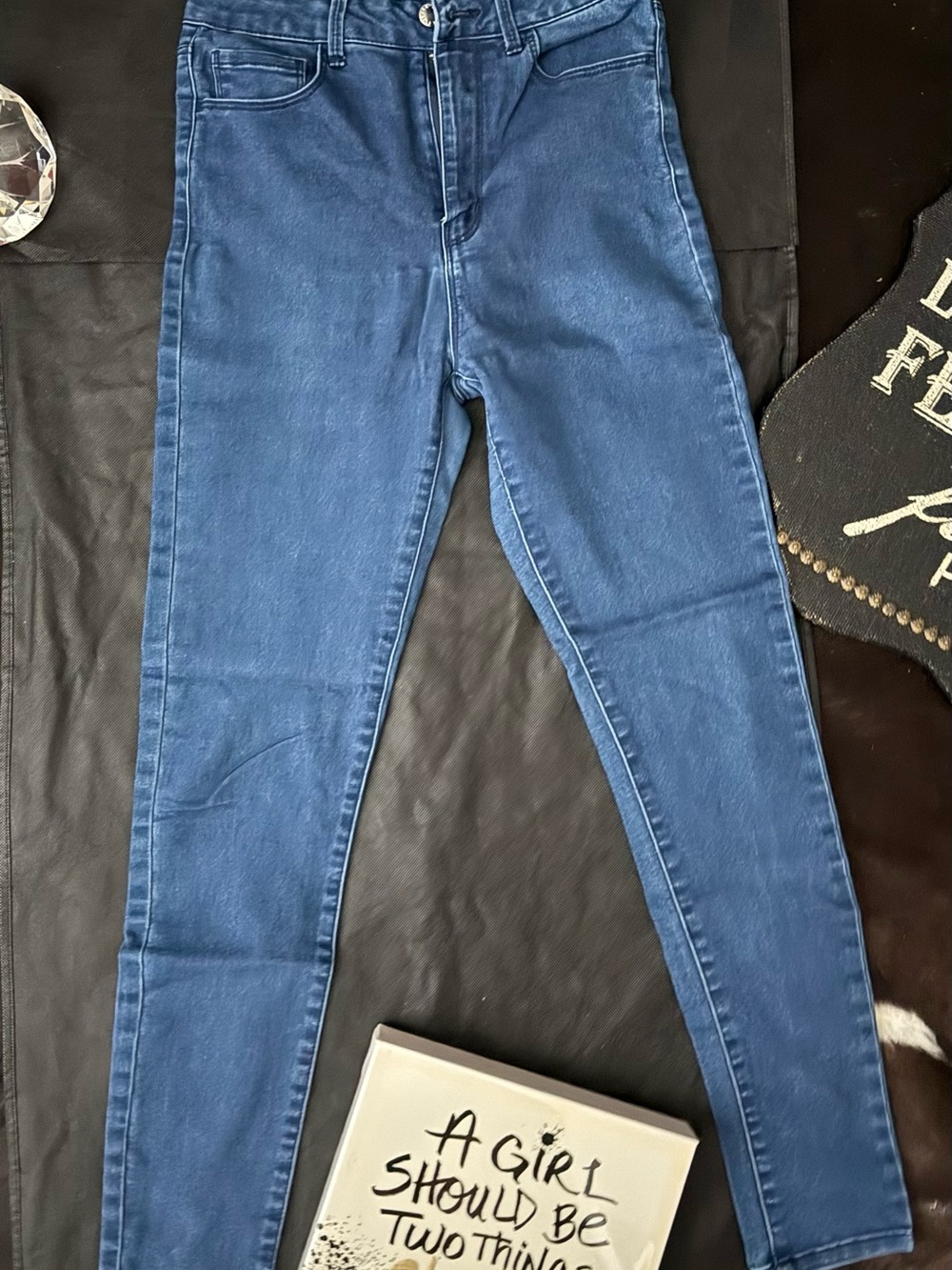 Forever 21 Dark Blue High-Rise Skinny Jeans